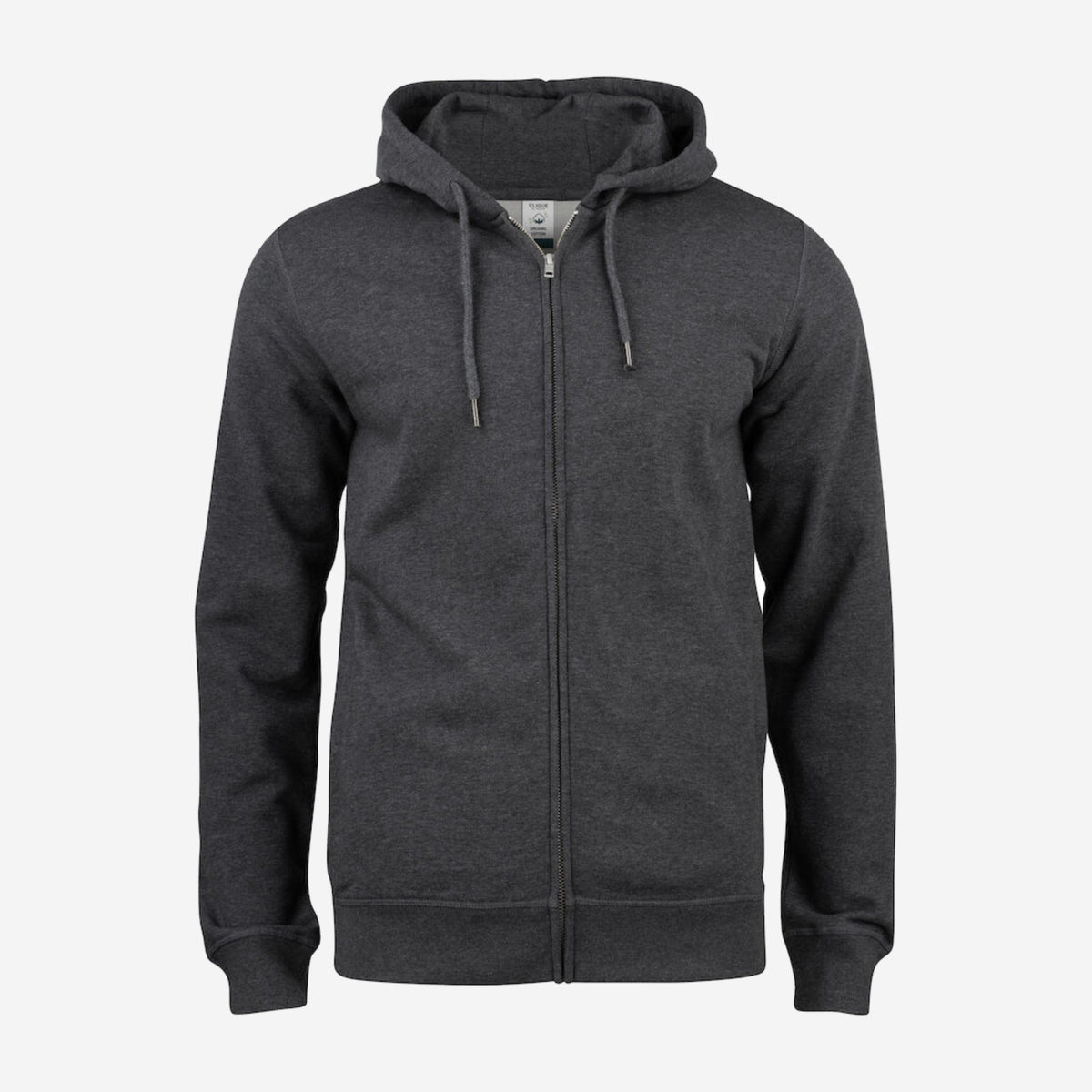 Hoodie met rits in Antracite Melange, zonder bedrukking